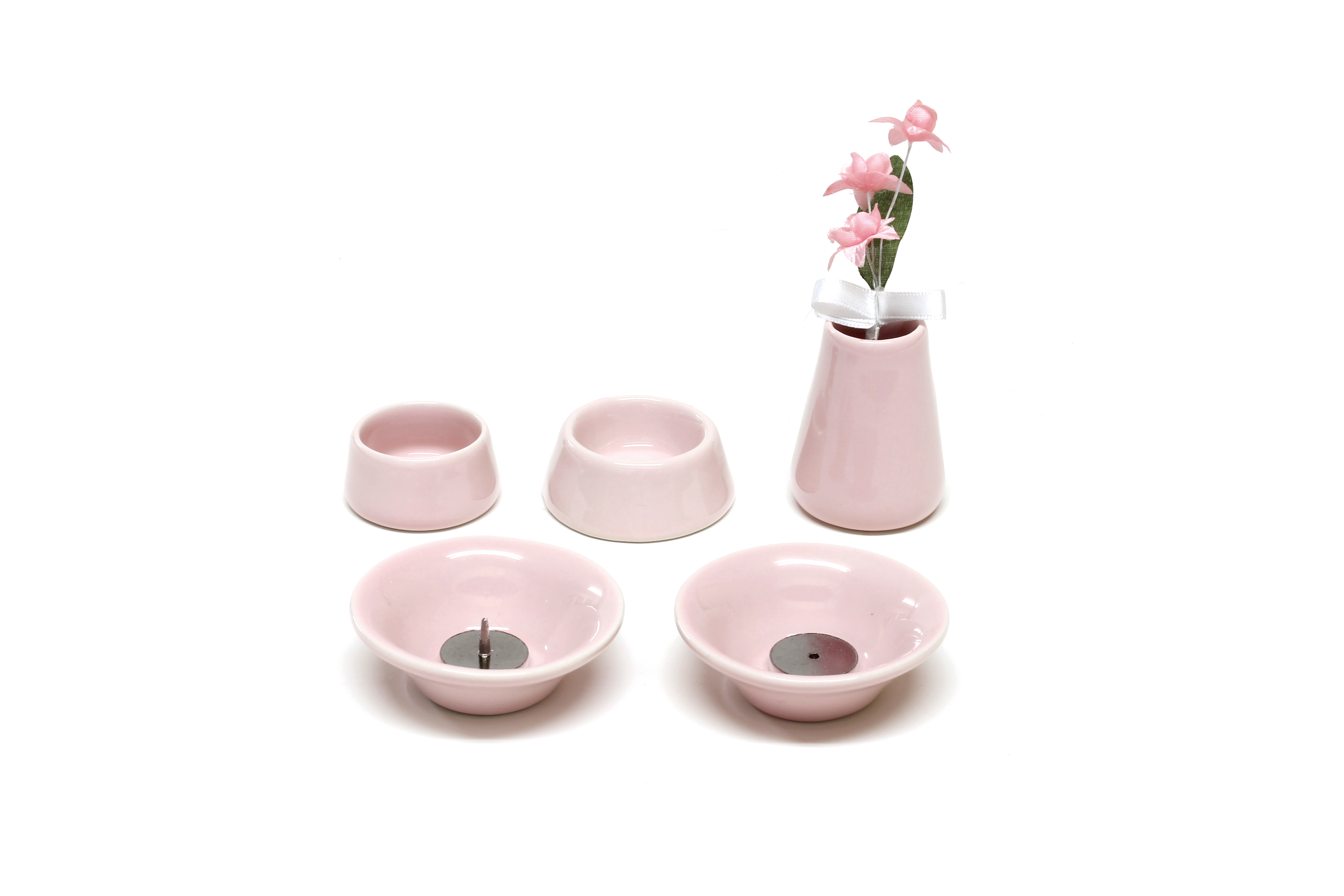 仏具８点セット　陶器　ピンク