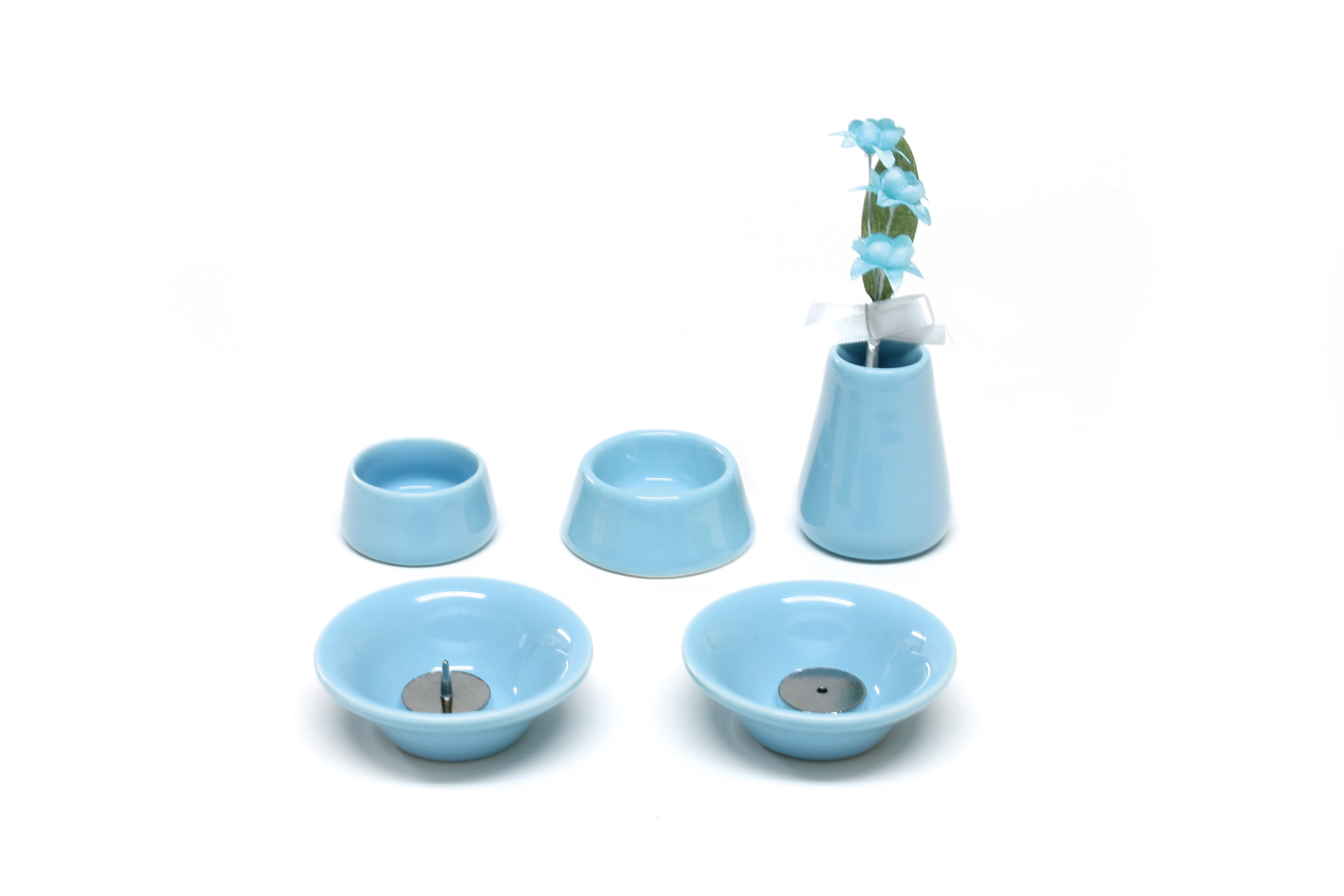 仏具８点セット　陶器　ブルー