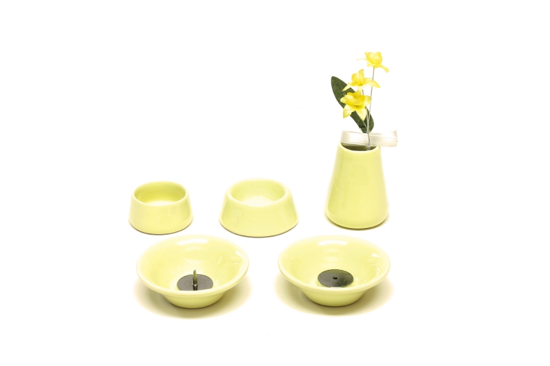 仏具８点セット　陶器　イエロー