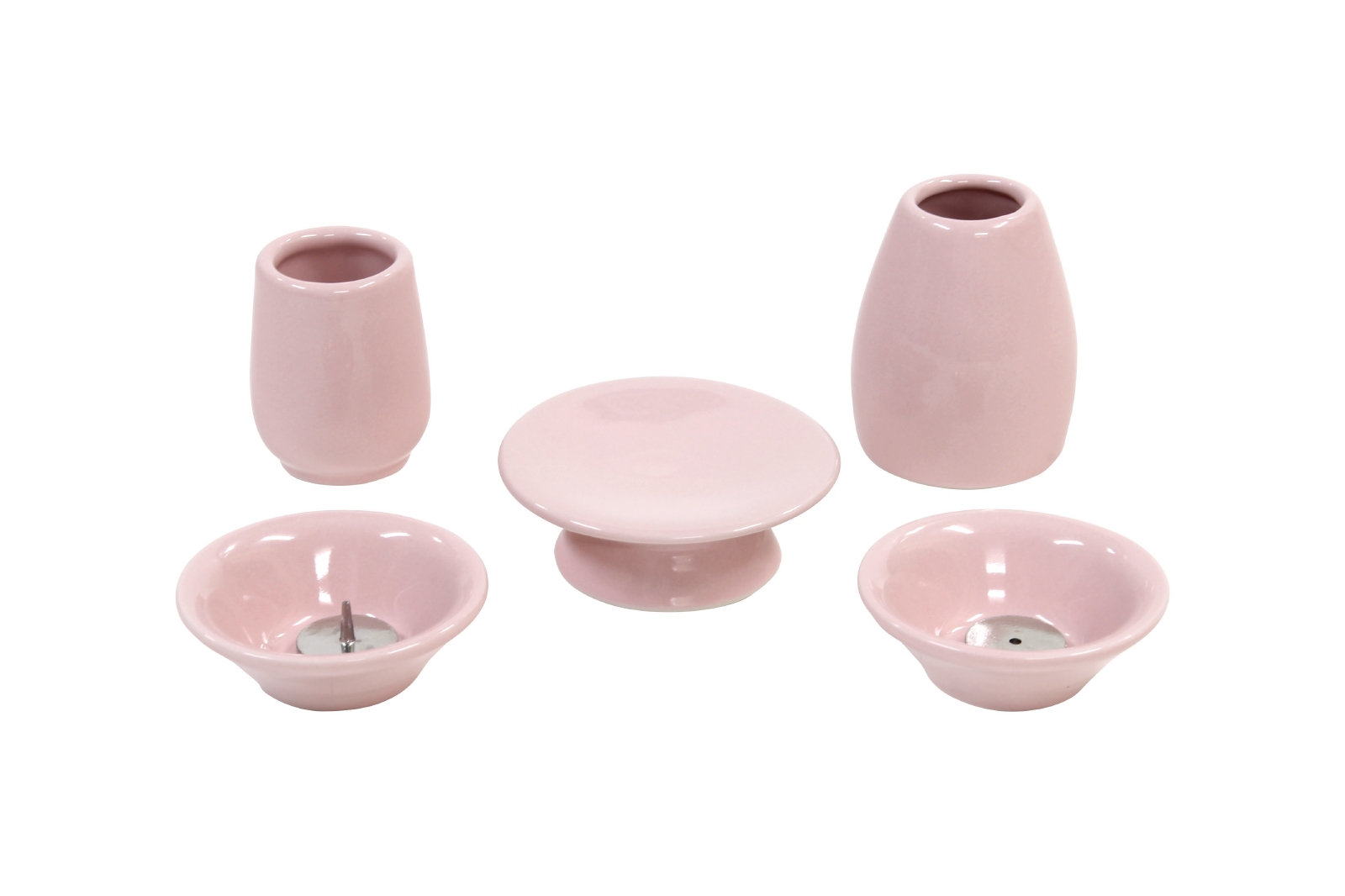陶器仏具　５具足　ピンク