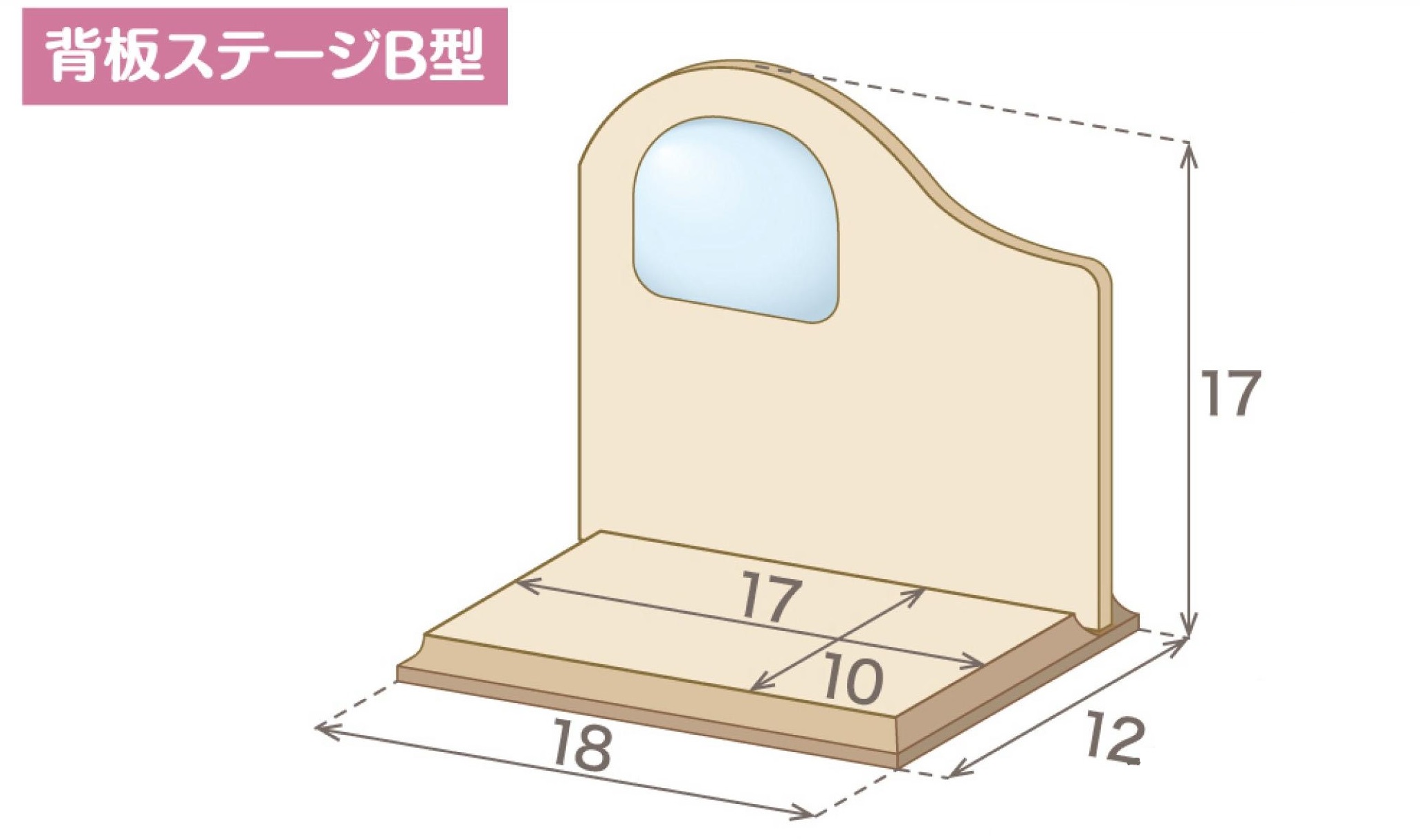 単品背板ステージ　Ｂ型　ライトグリーン　Ｗ１８ｃｍ