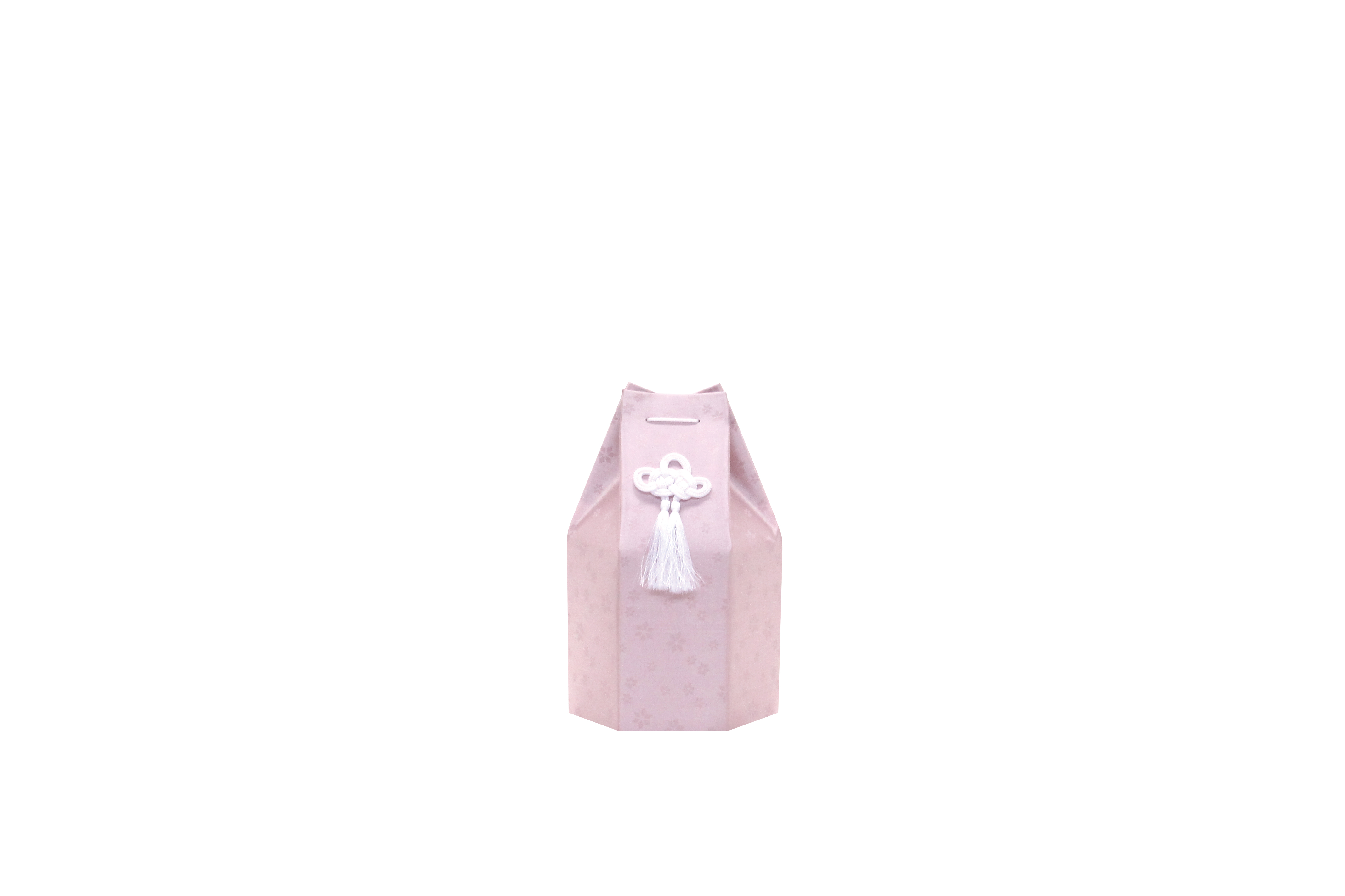 六角袋 麻の葉ピンク 4寸